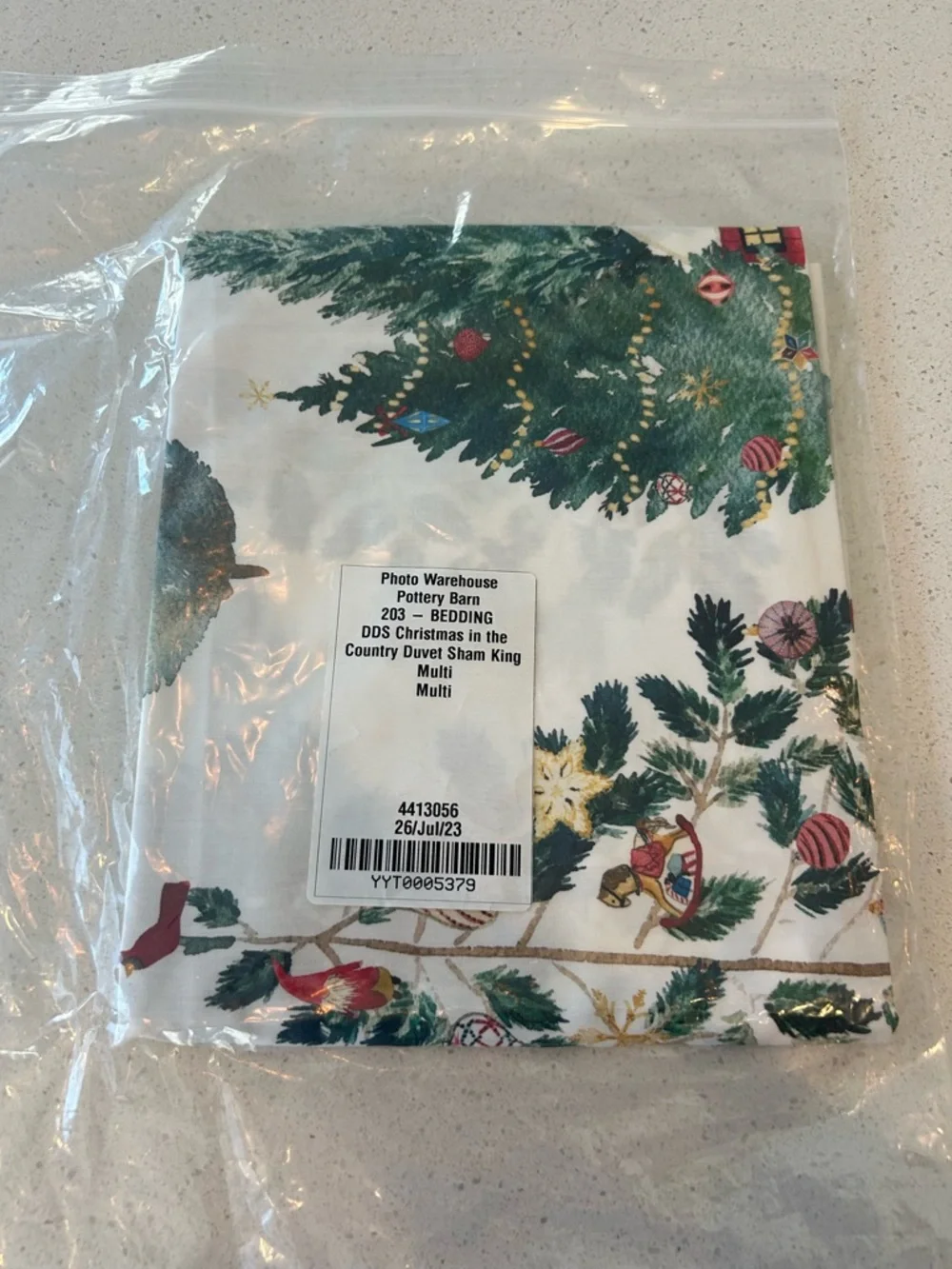 Pottery Barn Christmas In The Country King Percale Pillowcase 1 NEW